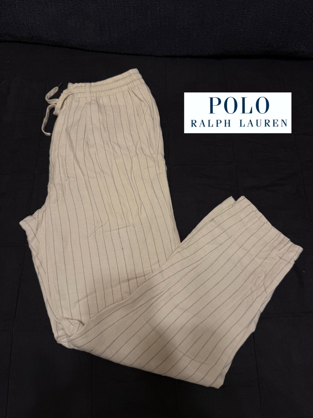 Ralph Lauren Cream Pinstripe Drawstring Joggers